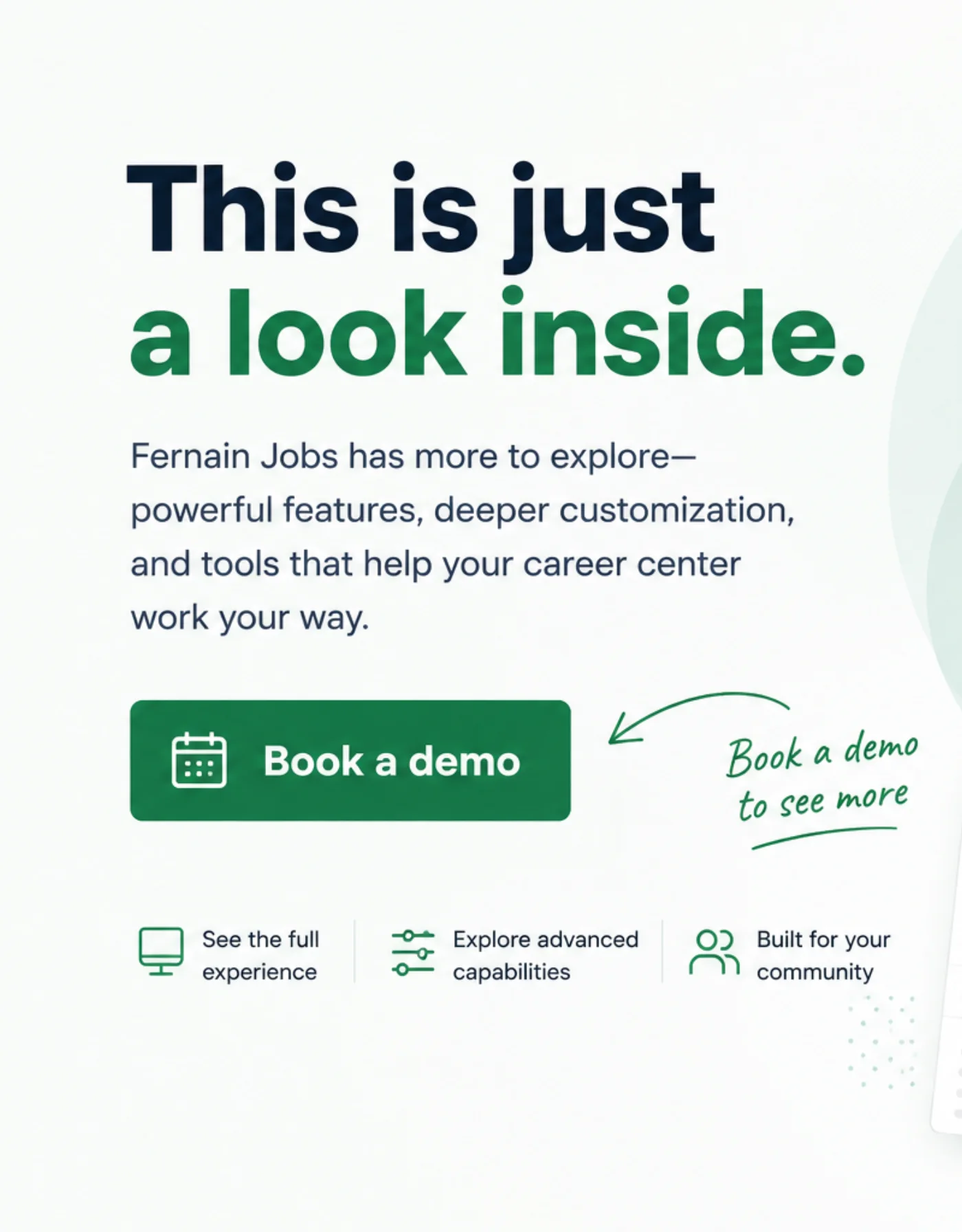An invitation to explore more of Fernain Jobs and book a product demo.